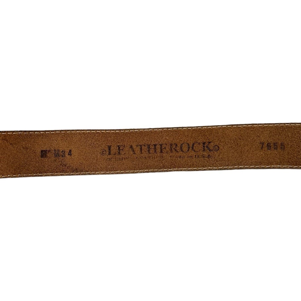 Leatherock Flower Stone Buckle Leather Belt 34 Brown Boho Western Embellished - Picture 6 of 6